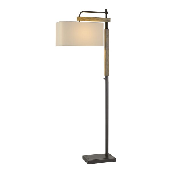 Alloa Metal/Wood Floor Lamp With Rectangular Linen Shade